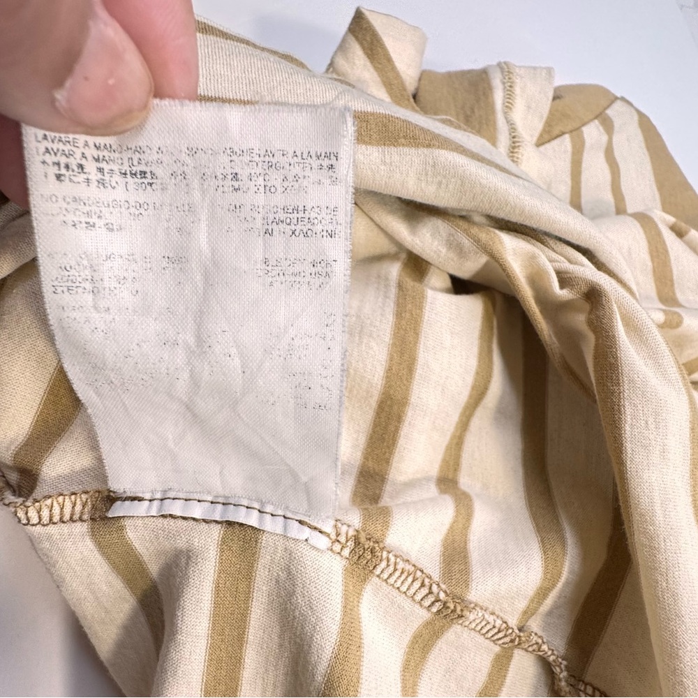 BALENCIAGA Stripe T-Shirt Women’s Size XL Brown Cotton Stretch Crewneck Casual - Picture 4 of 12